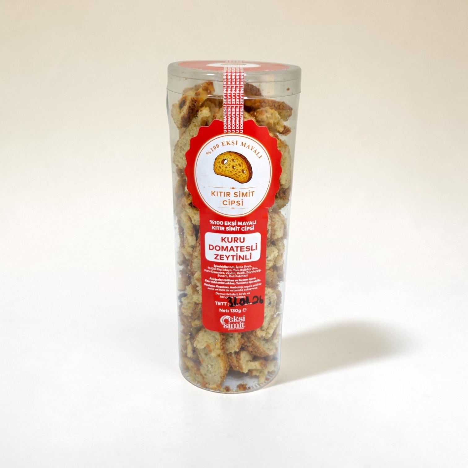 Ekşi Mayalı Kuru Domatesli ve Zeytinli Kıtır Simit Cips